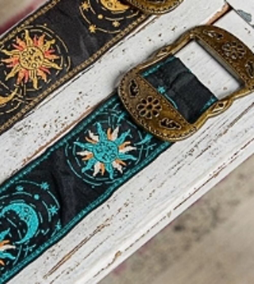 Boho Celestial Belt Teal Metal Buckle One Size